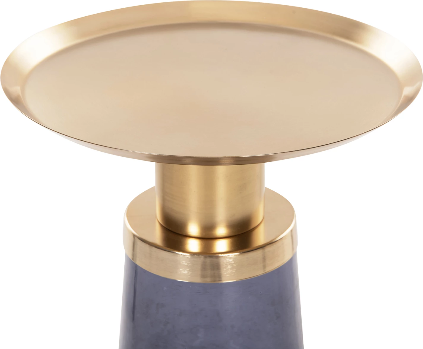 Tavolinë anësore BALLIN FH9725, xham blu-metal në ar Φ37,5x49,5H cm