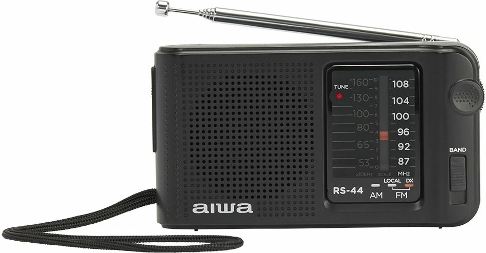 Radio portative xhepi Aiwa RS-44 AM/FM, analog ETS, jack 3.5mm, me kufje, këllëf dhe 2x AA, e zezë