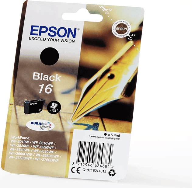 Kartutxh boje, Epson, 16 / C13T16214012, 5.4 ml, deri 175 faqe, Standard, e zezë