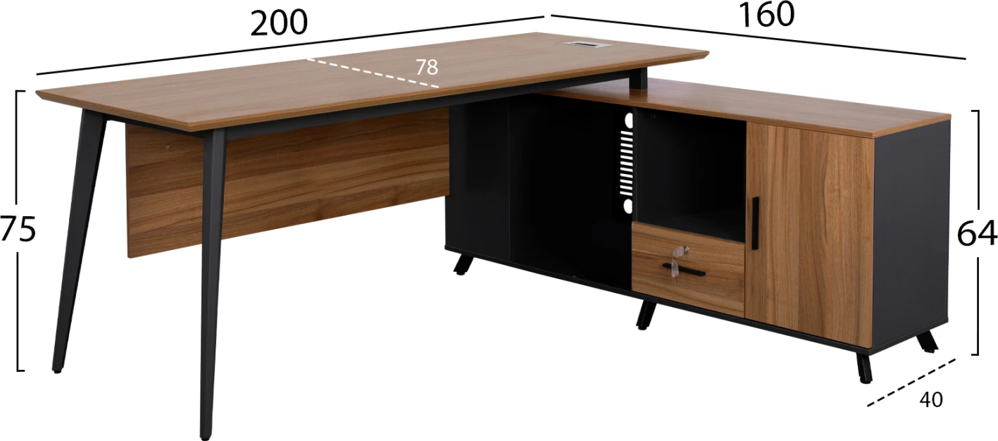 Kënd profesional për zyre Supreme i kthyeshëm FH2126 200x160x75 cm