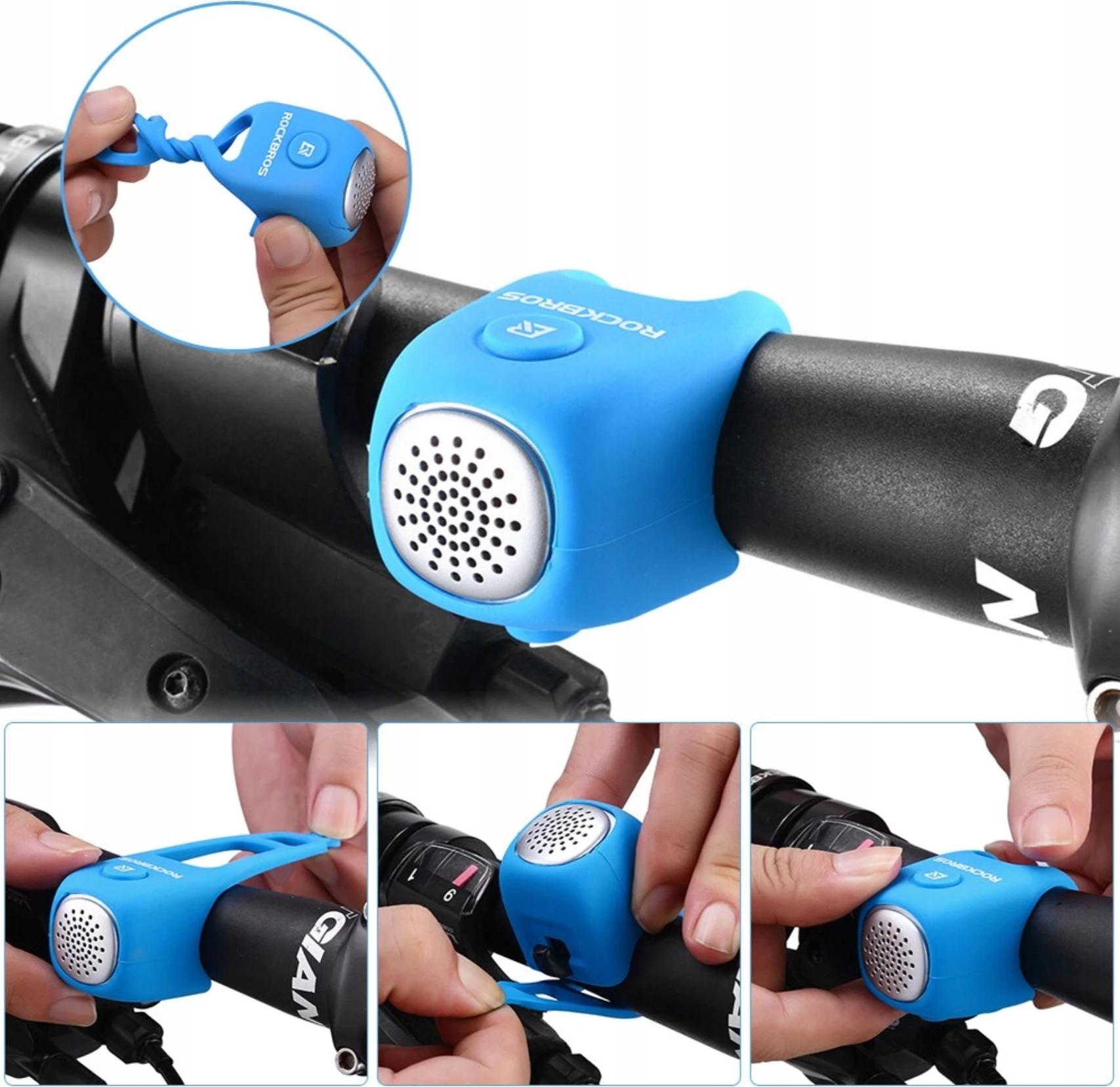 Zile elektronike biçiklete Rockbros CB1709BU, silikon, Kaltër