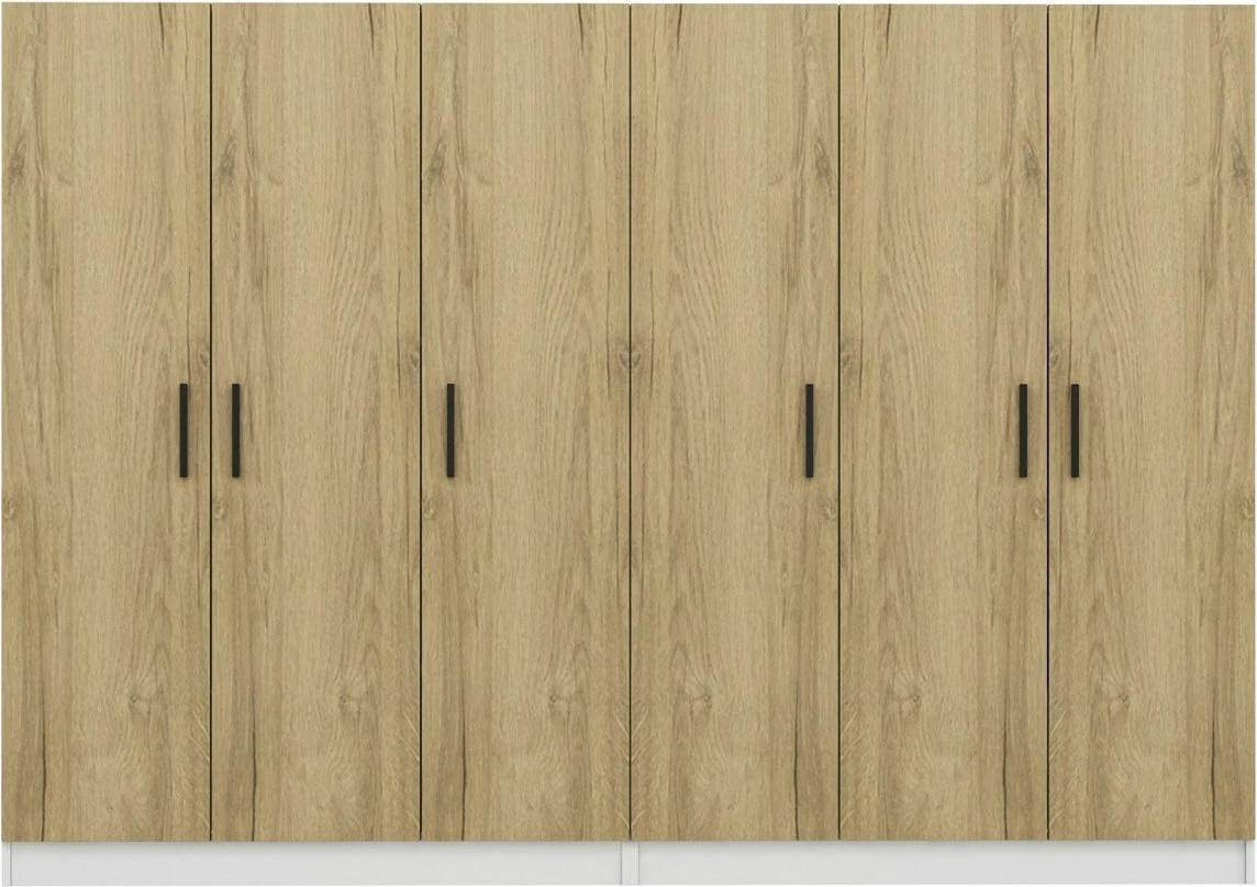 Dollap garderobe, ngjyrë arre, Skye Decor, 270x210x52cm, 8 pjesë