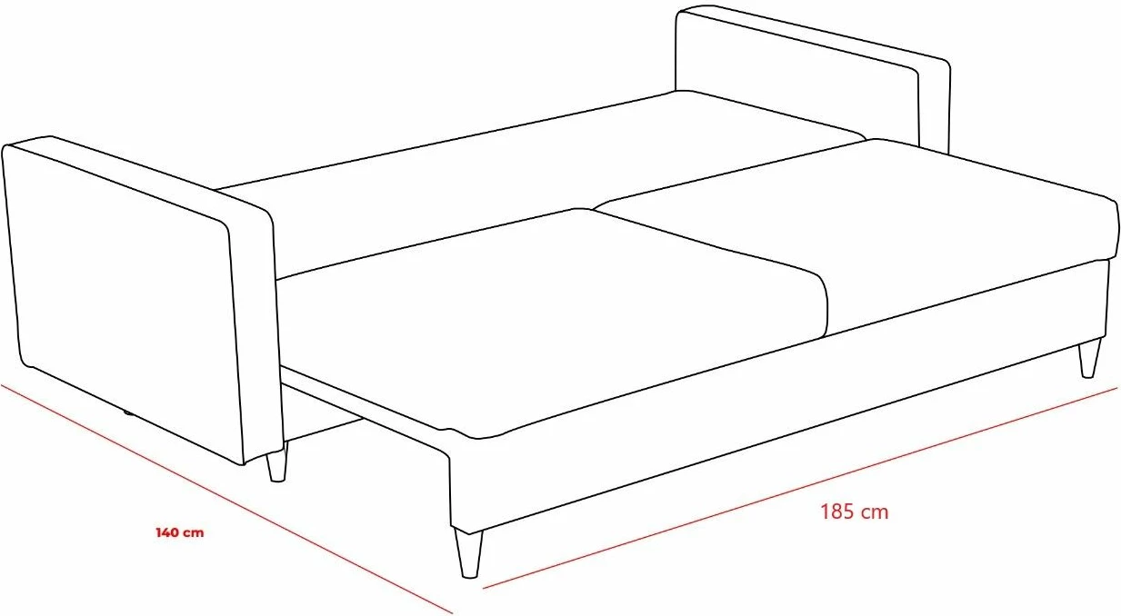 Divan-krevat treshe, ngjyrë antracit, Atelier del Sofa, Eva