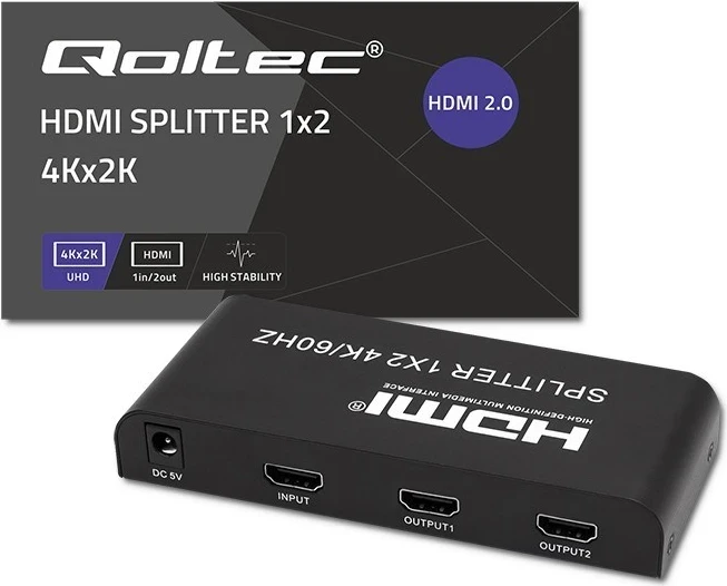 Splitter HDMI aktiv Qoltec 51797, 2 x HDMI, 4K x 2K, 60Hz, i zi