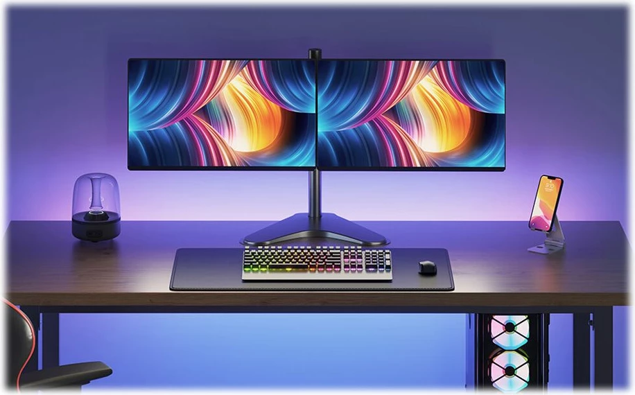 Mbajtës tavoline për dy monitorë Neomounts FPMA-D550DDBLACK, 10-32", i zi