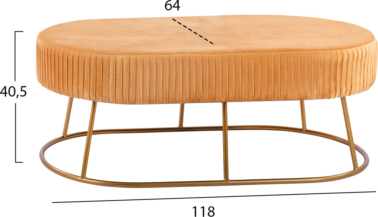 Stol Alinafe FH8635.09 prej kadifeje të artë me bazë të artë 118x64x40,5 cm