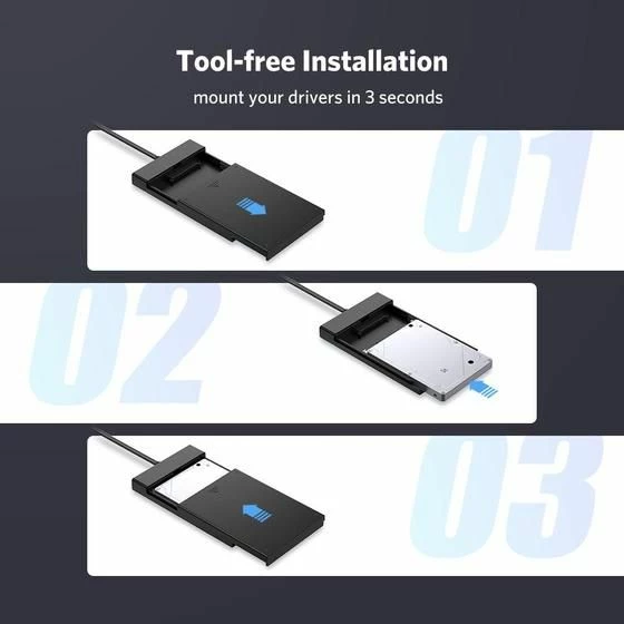 Kasë eksternë për HDD/SSD 2.5\" Ugreen 30847, SATA III në USB 3.0/USB 3.2 Gen 1 me UASP, e zezë