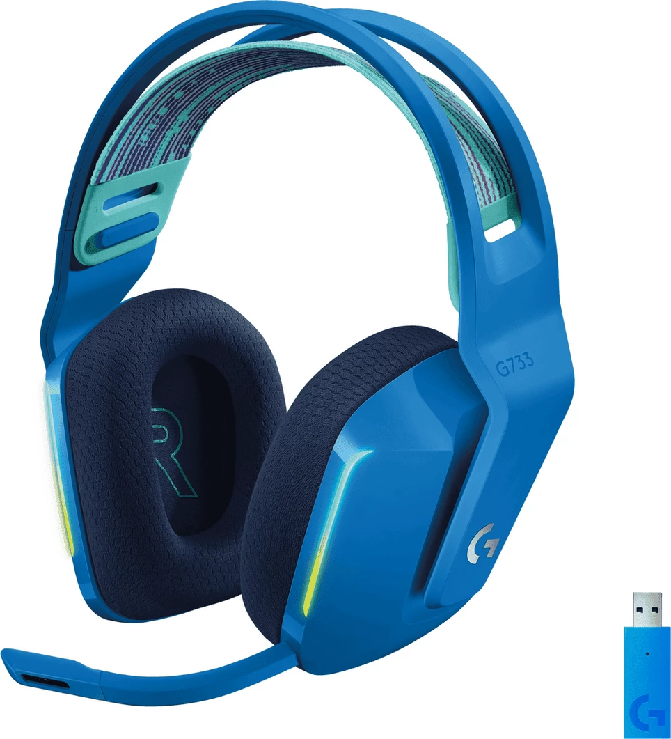 Kufje gaming wireless, Logitech G733 Lightspeed 981-000943, me mikrofon, USB dongle, RGB, blu