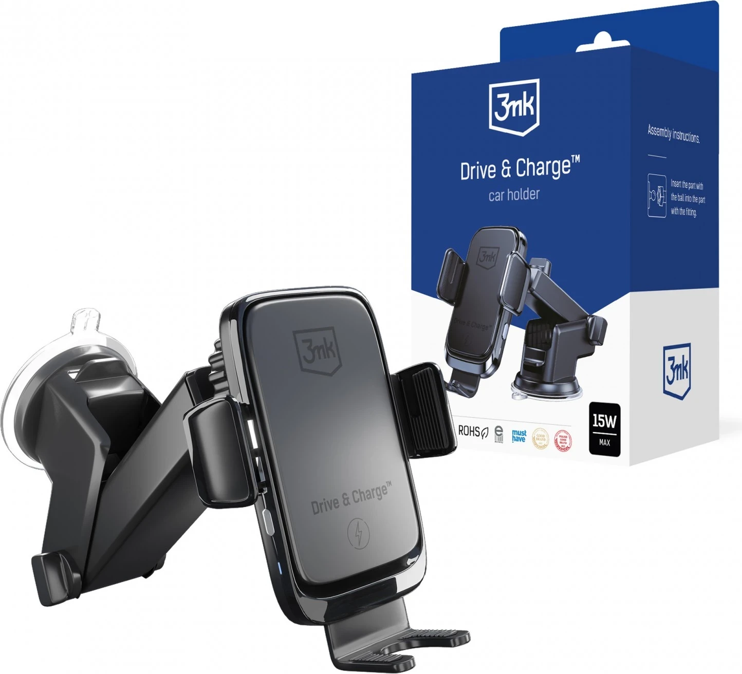 Karikues & mbajtës celulari 3MK, i zi 