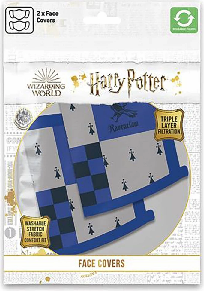 Maskë fytyre Pyramid Harry Potter Ravenclaw, pambuk 100%, e larshme 60°C, 2 copë, blu