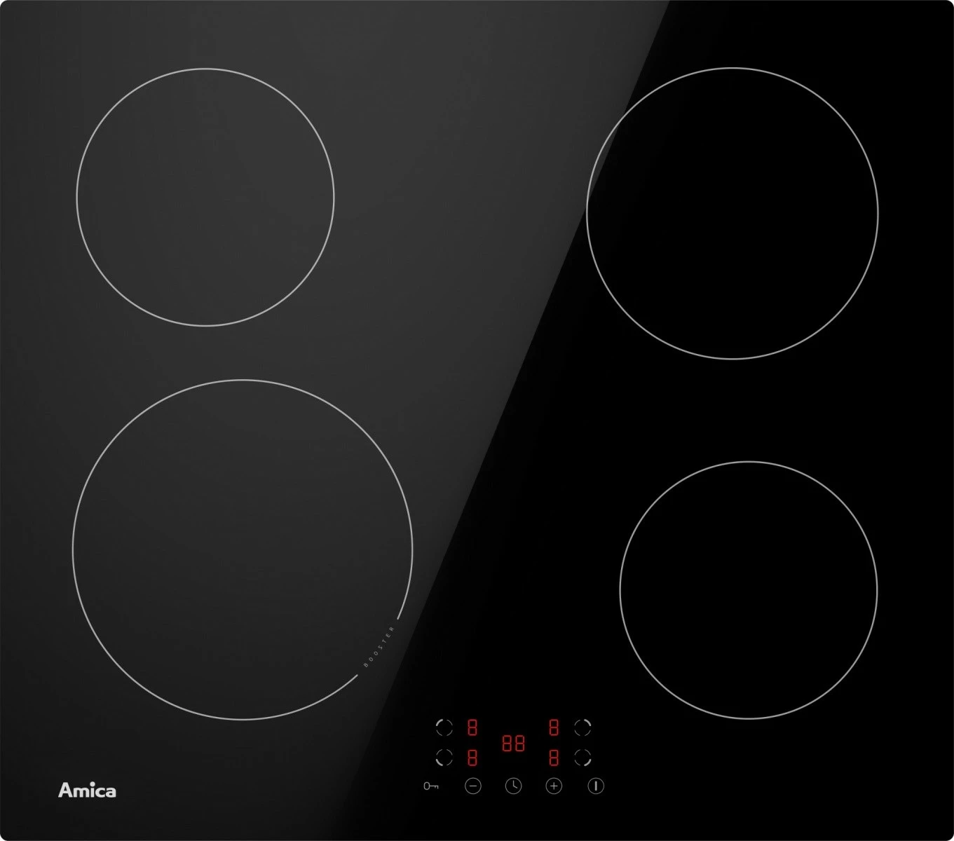 Pllakë induksioni Amica PI6501, 4 zona, kontroll me prekje, e zezë