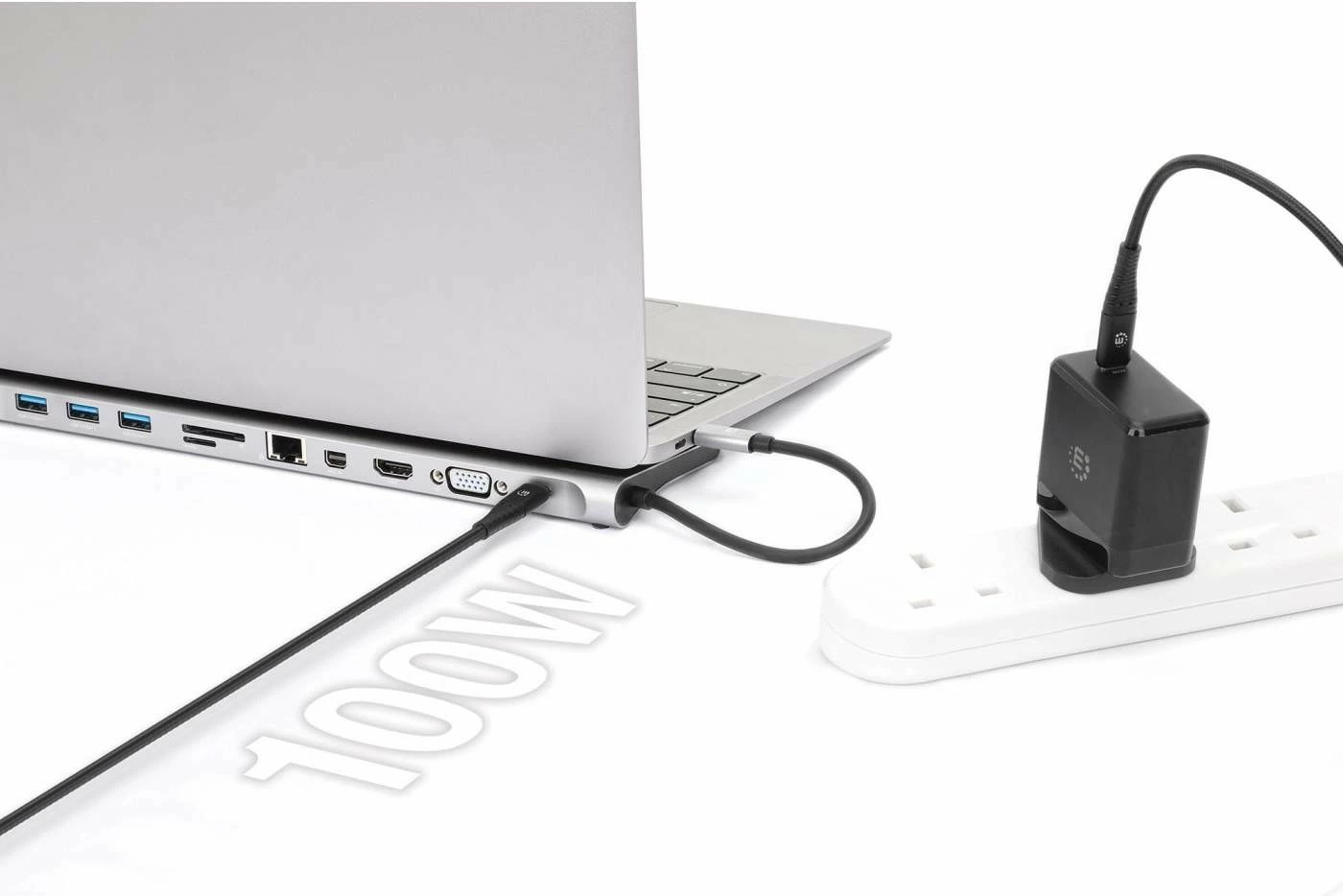 Docking station MANHATTAN USB-C 11in1 MST, për 3 monitorë, argjend
