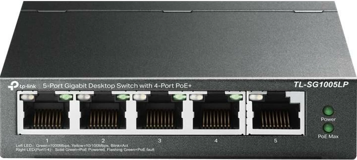 Switch TP-Link TL-SG1005LP 5 porta Gigabit, 4x PoE+ deri 30W, buxhet PoE 40W