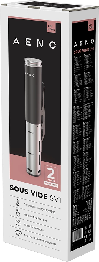Aparat sous vide AENO SV1 1200W, 4 programe automatike, ekran LCD me prekje, IPX7, zi/argjend