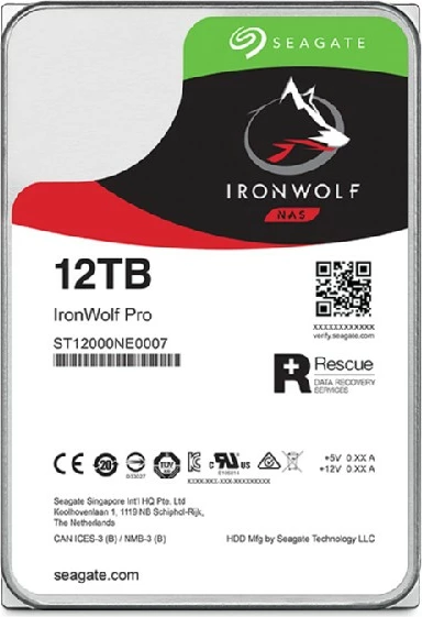 Hard disk Seagate IronWolf Pro ST12000NT001, 12 TB, 7200 RPM, 256 MB, 3.5", Serial ATA III