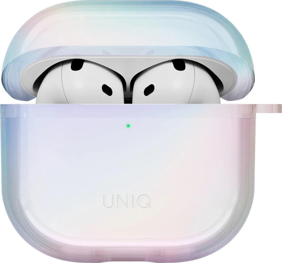 Mbështjellës UNIQ Iridescia për AirPods 4, me karabinë, Holo white