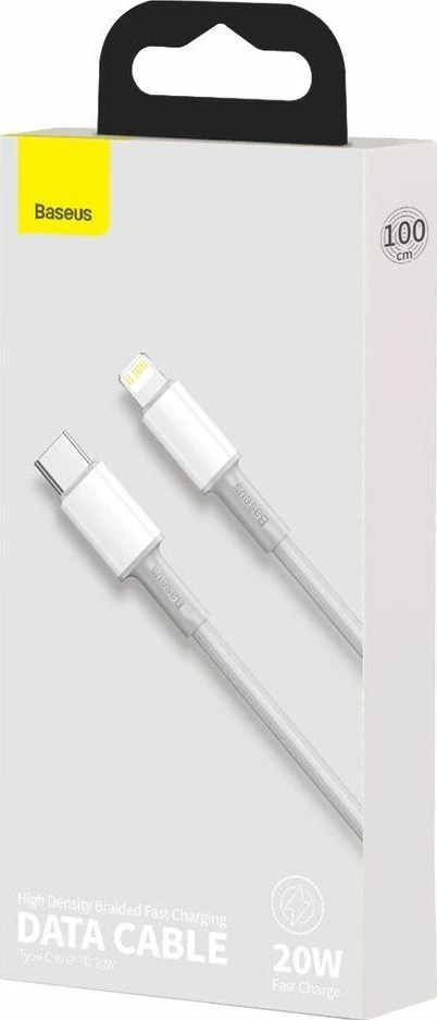 Kabllo Baseus USB-C në Lightning 1 m Power Delivery 20W, e bardhë, 1 copë