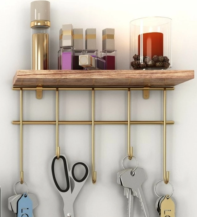 Raft muri dekorativ me varëse, ngjyrë ari dhe kafe, Hanah Home