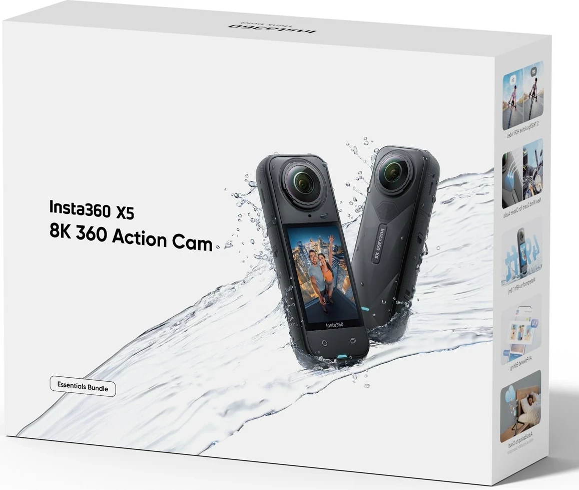 Kamerë aksioni 360 Insta360 X5 Essentials Bundle, 8K Ultra HD, e zezë