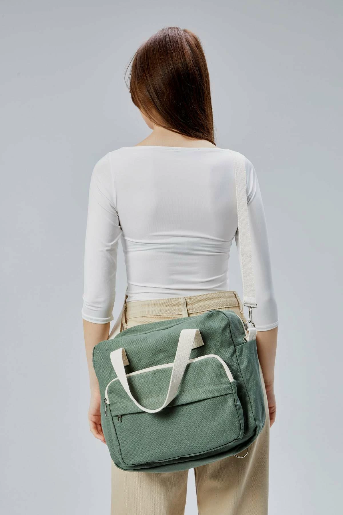 Çantë tote Zoozie Bags, e gjelbër, 33x30x10cm