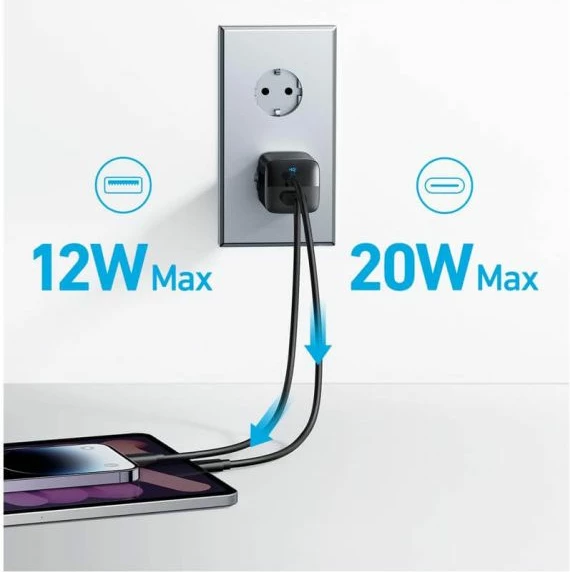 Karikues ANKER 323 A2331G11, 33W, 1x USB-C + 1x USB-A, i zi
