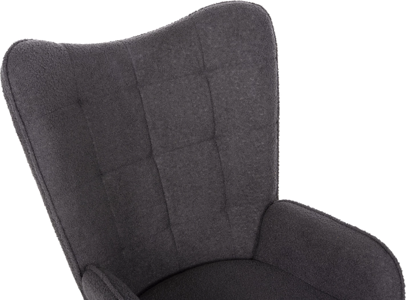 Fotelje CRAWLEY me tabure FH8918.21, pëlhurë boucle gri, këmbë metali të zeza, 70x74x105Hcm