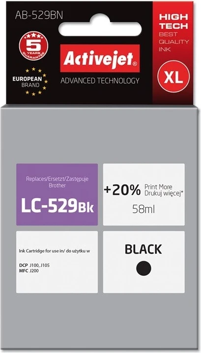 Ngjyrë zëvendësuese Activejet AB-529BN për printer Brother, 58ml, e zezë