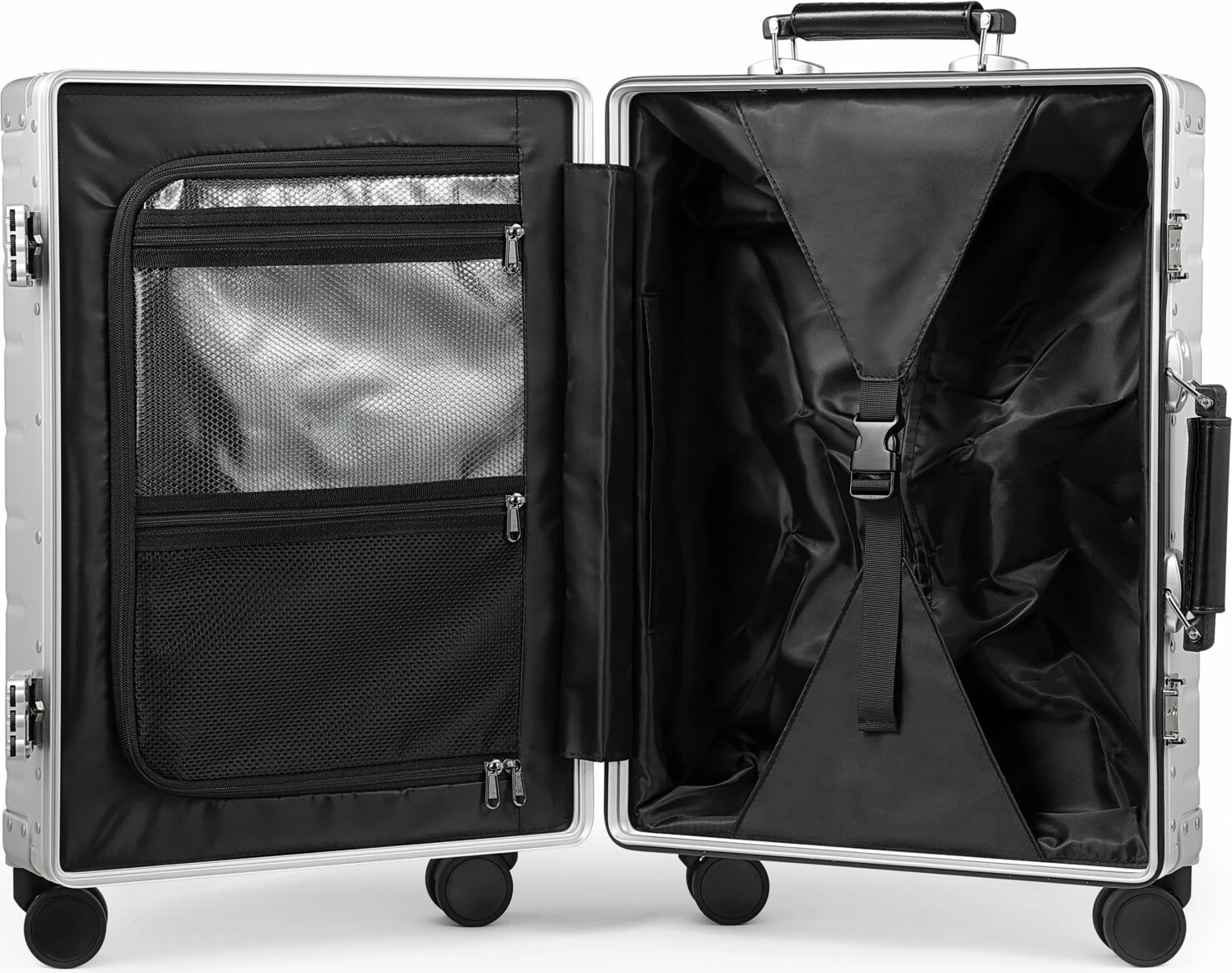 Valixhe udhëtimi Twopoint QL-03 24\", aliazh alumini-magnez, rrota 360°, dry TSA me kombinim, waterproof, argjendtë