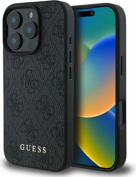 Mbështjellës Guess 4G Classic për iPhone 16 Pro, i zi