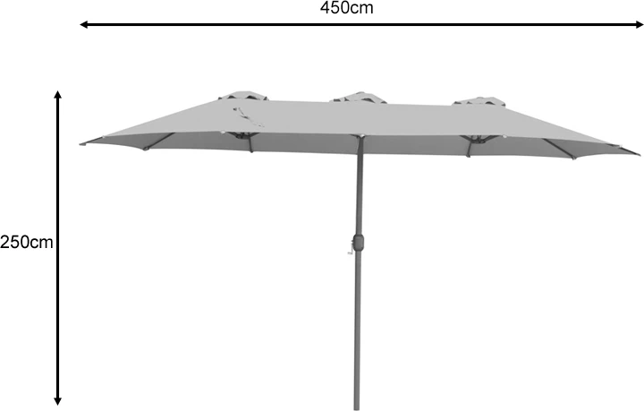 Ombrellë profesionale Dorizo alumini-pëlhurë kafe 2.6x4.5x2.5m