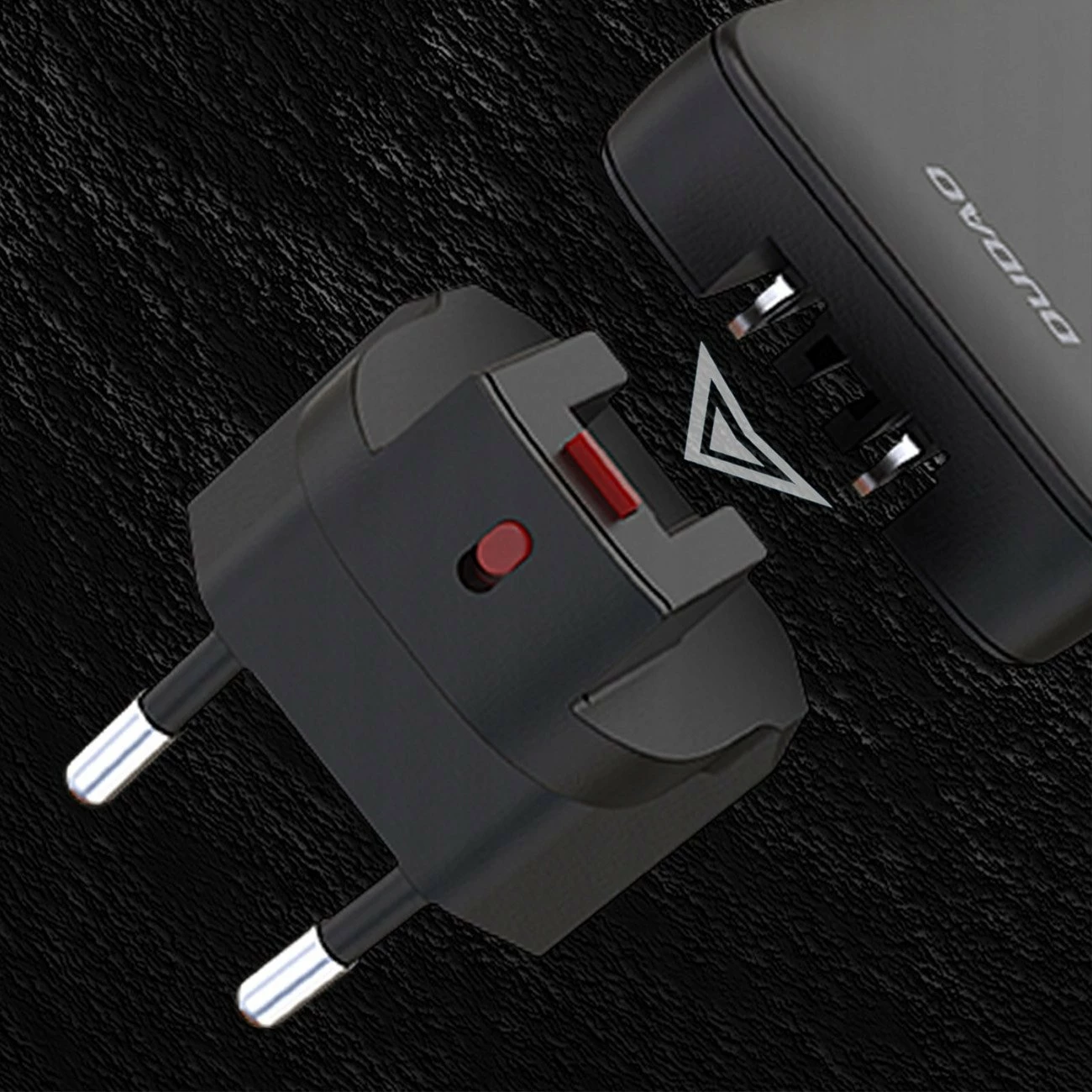 Karikues udhëtimi GaN Dudao A65Q 65W USB-A/USB-C PD, ultrathin, EU/US, i zi