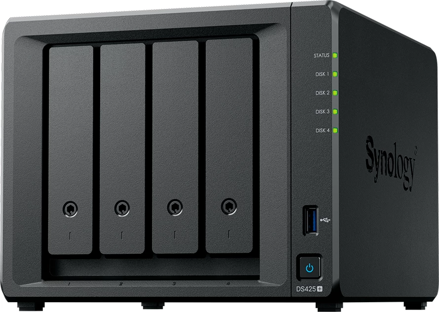 NAS Synology DiskStation DS425+ 4-bay 3.5\" SATA, 2x M.2 NVMe, 2GB DDR4, 2.5GbE + 1GbE, i zi