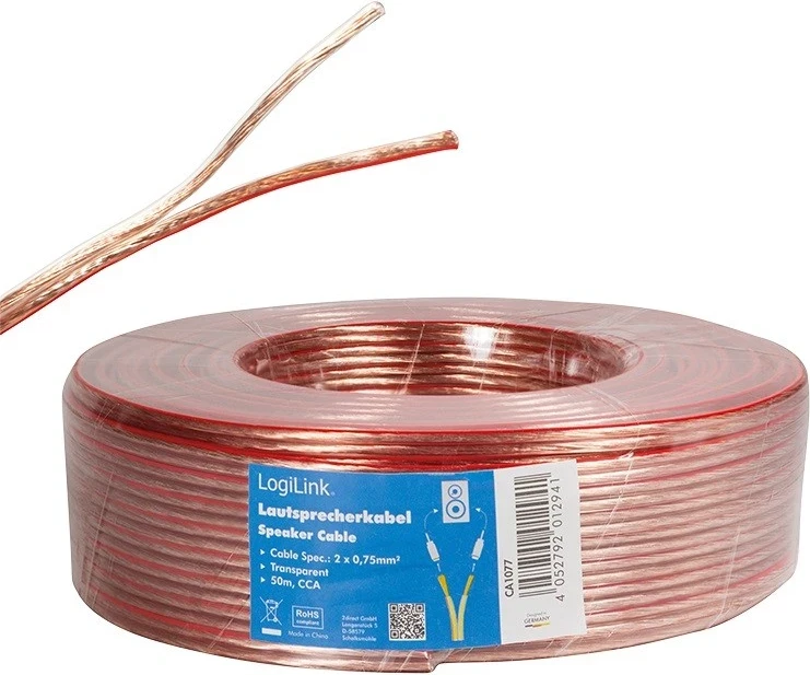 Kabllo audio LogiLink, 50.0m, transparent