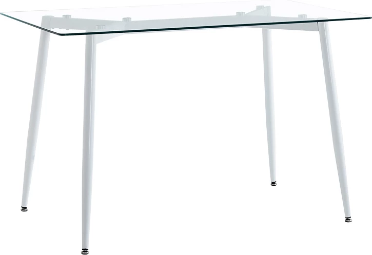 Set tavoline me karrige Quana-Aurora I, 5 pjesë, xham transparent, e bardhë, 120x70x75cm