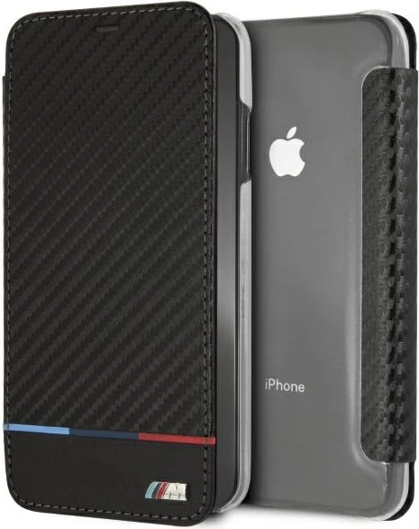 Mbështjellës BMW Carbon Tricolor Stripe për iPhone XS Max, i zi