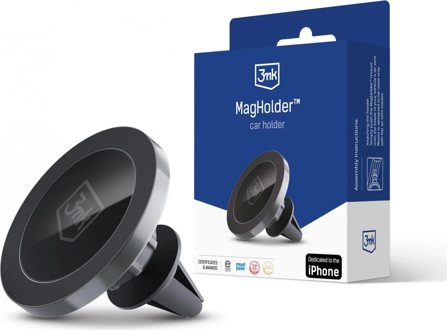 Mbajtës celulari me magnet 3Mk MagHolder, i zi 