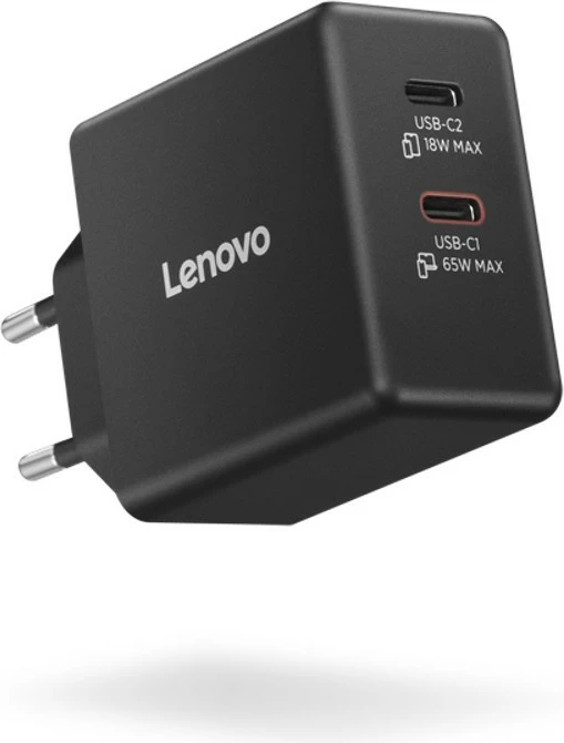 Karikues muri GaN me dy USB-C, Lenovo 40AW065BEU, 65W, me kabllo USB-C 1.5 m, zi