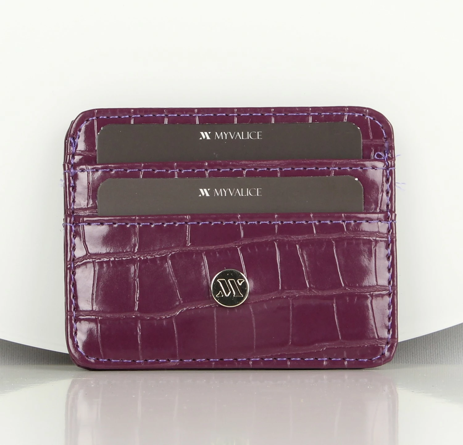 Portofol lëkure, mbajtëse kartelash, ngjyrë damson, Zoozie Bags, 2712, 10.5x8.5cm