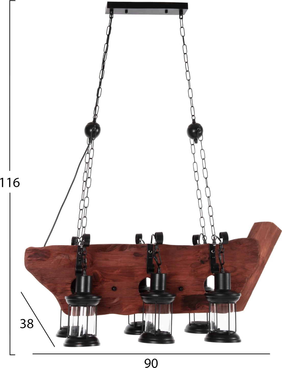 Llambadar me 6 drita, FH4117, dru-metal-qelq, 116H cm