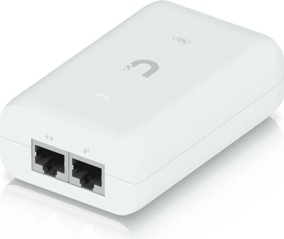 Adapter PoE+ UBIQUITI U-PoE+, 30W, 2x Gigabit LAN, i bardhë