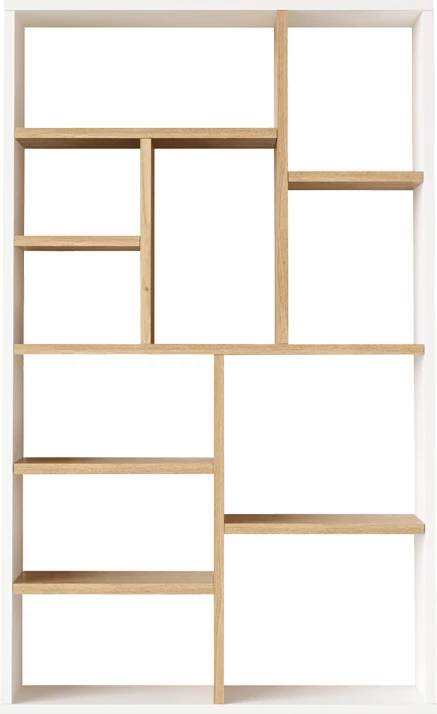 Raft librash Boteca 10-vendëshe, hije natyrale-bardhë, 75x22x123.6cm