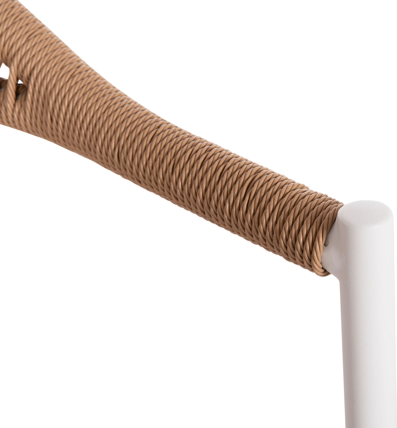 Karrige për ngrënie në natyrë BERG, alumini & tekstilene, ngjyrë e bardhë, ratan i përdredhur, 55x56x79cm