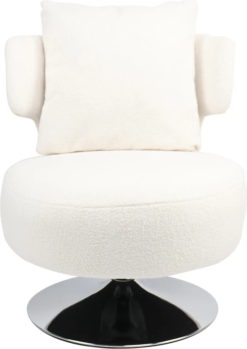 Karrige me jastëk Percival, pëlhurë teddy, bazë kromi, 76x67x76cm