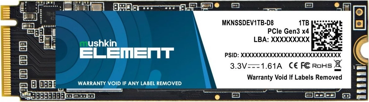 SSD Mushkin Element 1TB NVMe PCIe3.0, M.2