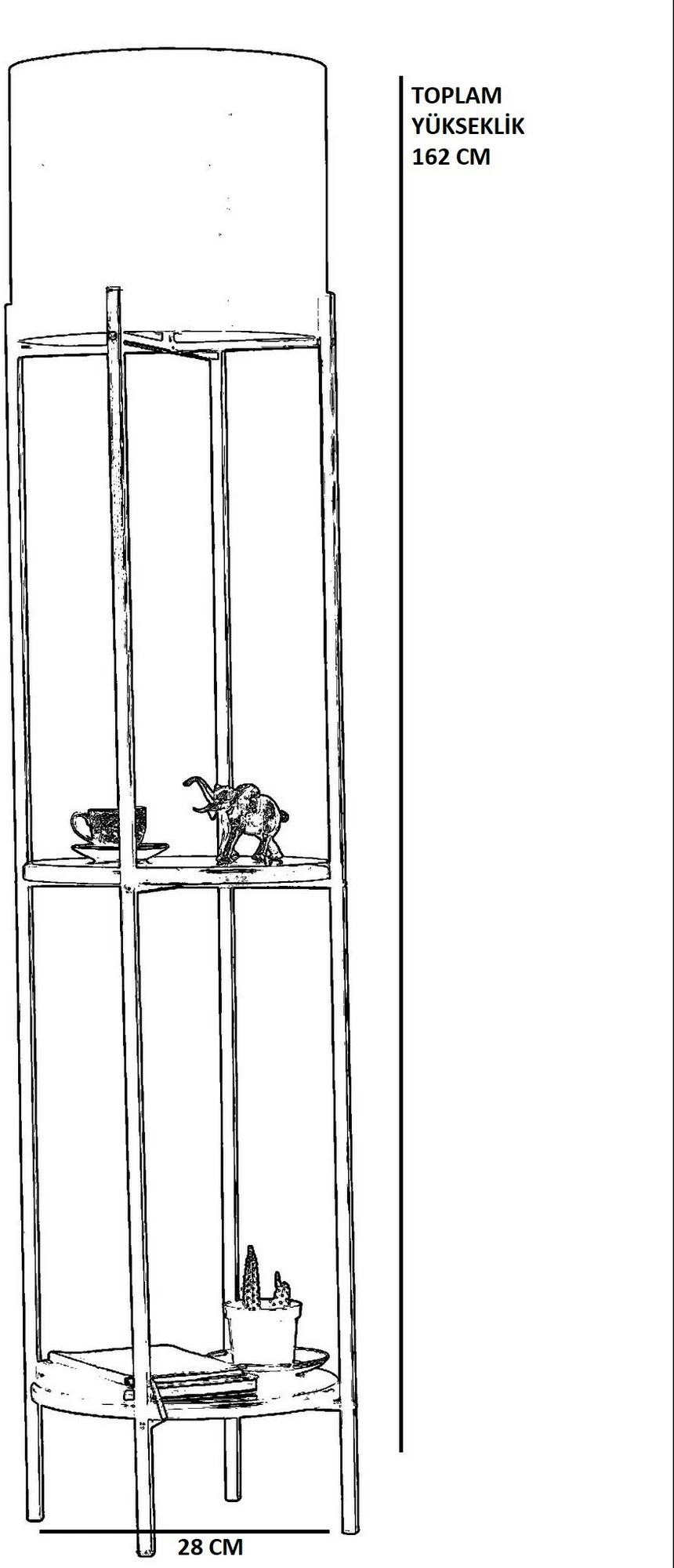 Llambë dyshemeje Opviq, ratan dhe e zezë, me dy rafte, 8742-1