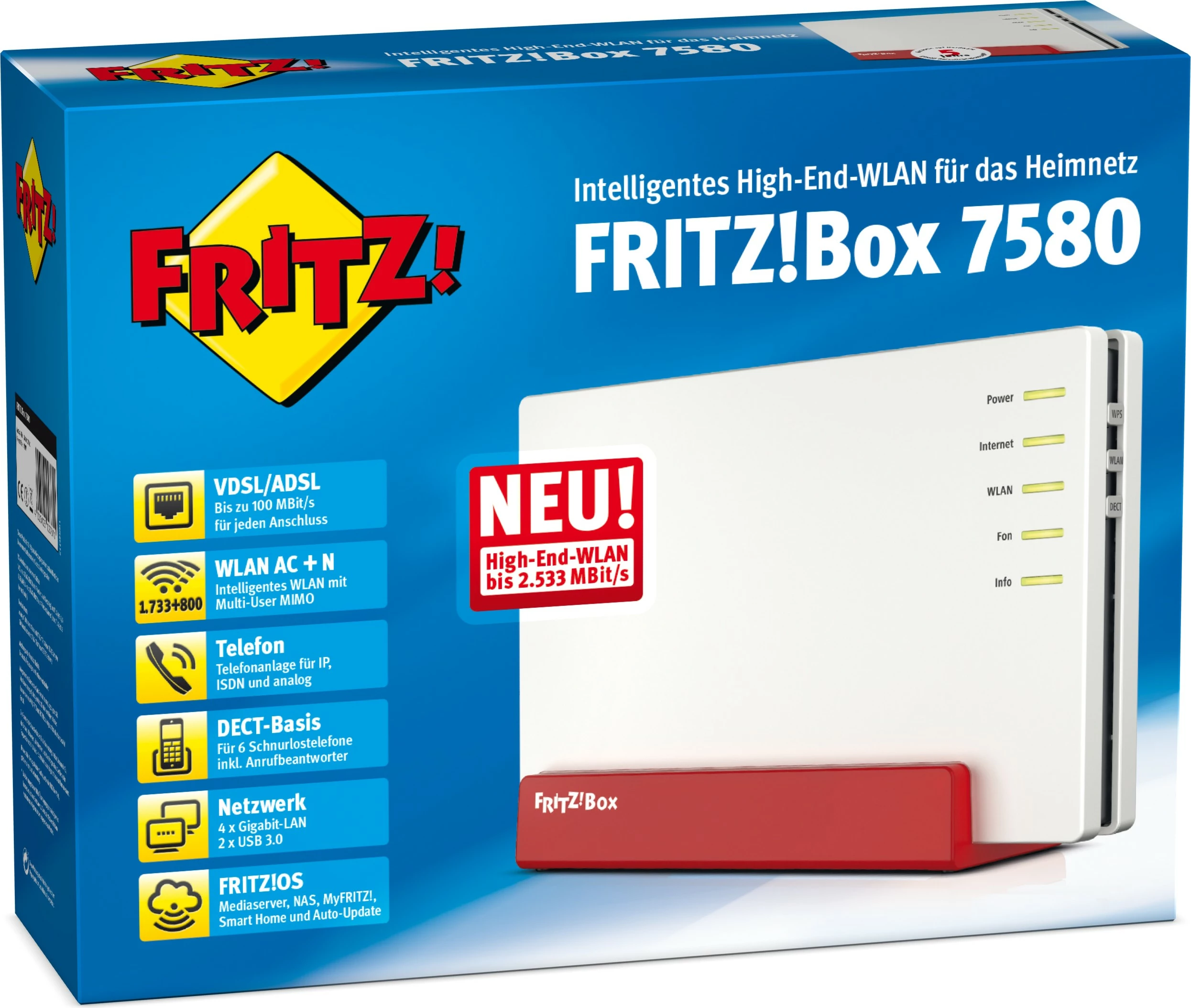 Router AVM FRITZ!Box Fon WLAN 7580, A/VDSL, i bardhë
