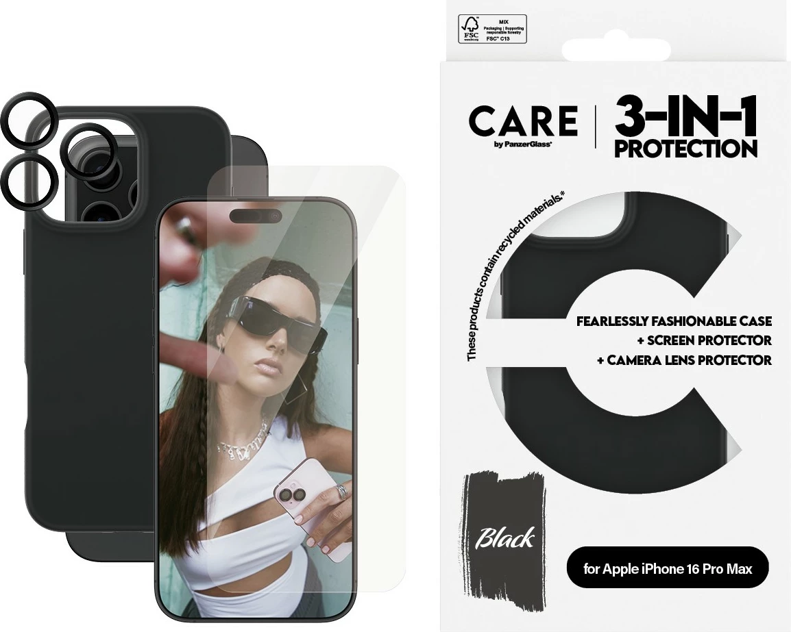 Mbështjellës PanzerGlass CARE Fashion 3-in-1 për iPhone 16 Pro Max transparent