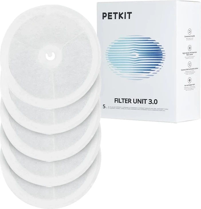 Filtra zëvendësues për fontanë PetKit Eversweet, 5 copë, Bardhë
