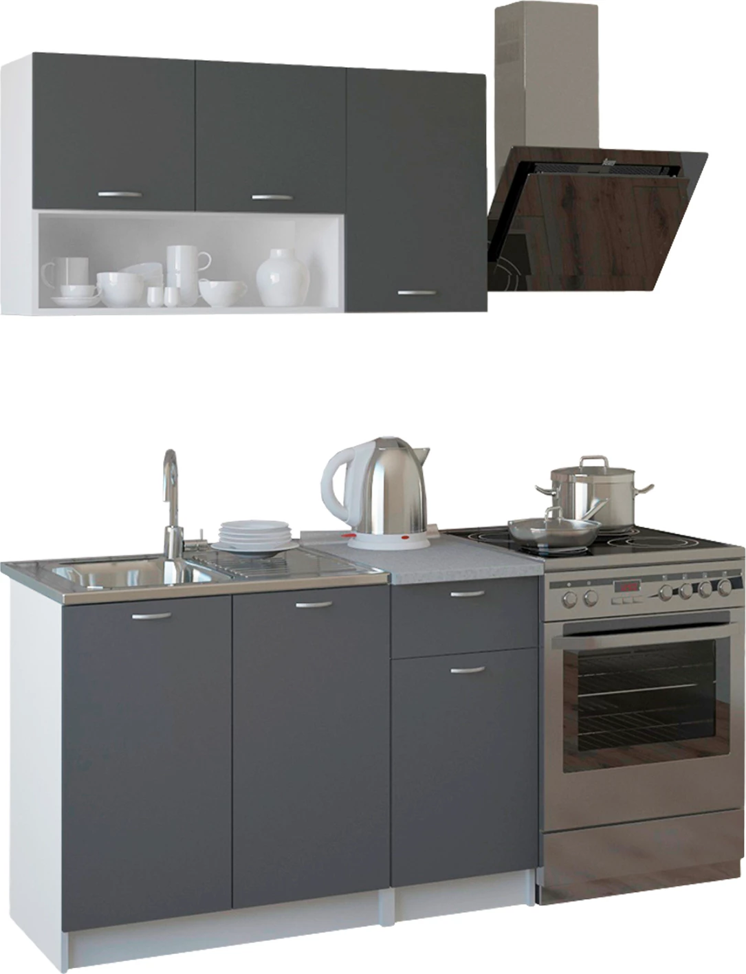 Kompozim kuzhine JADIEL FH2440.10 melamin gri me sipërfaqe të bardhë 120x46-29,2cm