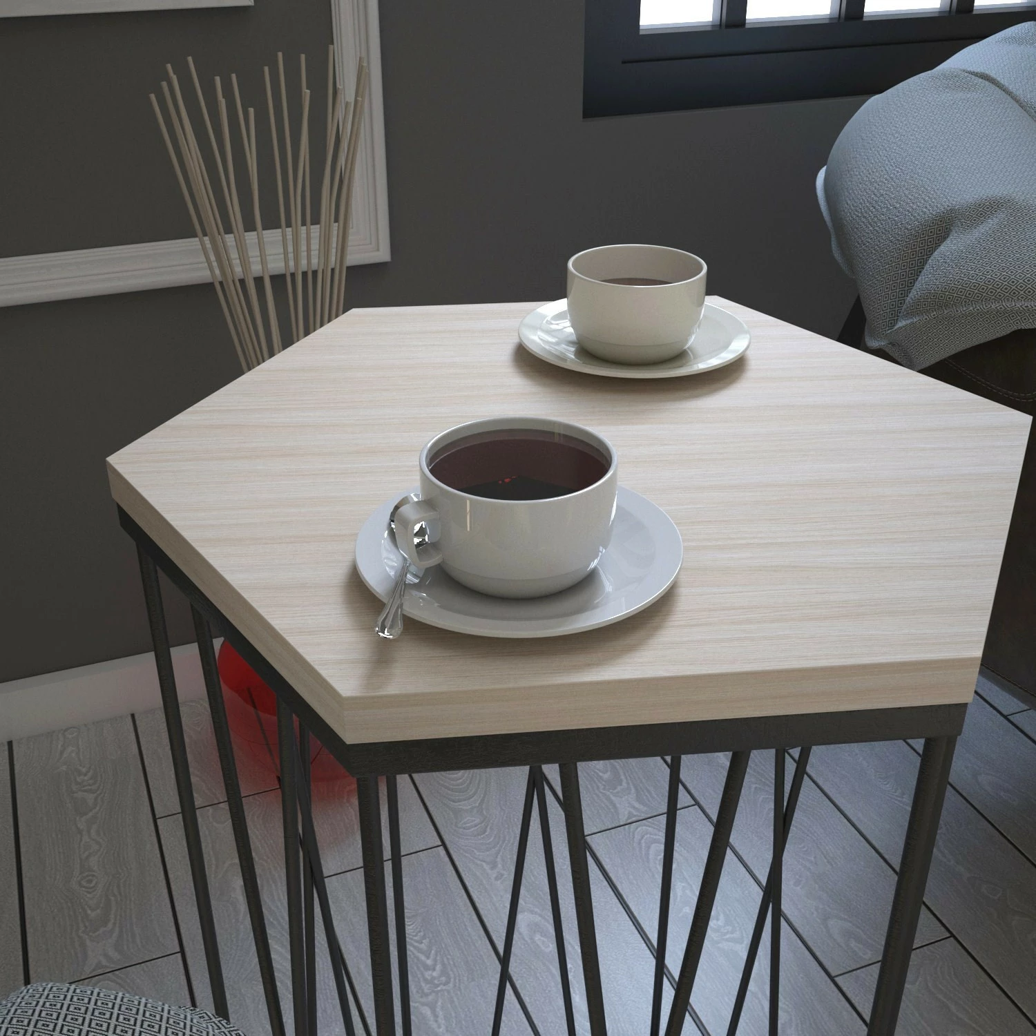 Tavolinë anësore Hanah Home, ngjyrë lisi dhe e zezë, Cetrus